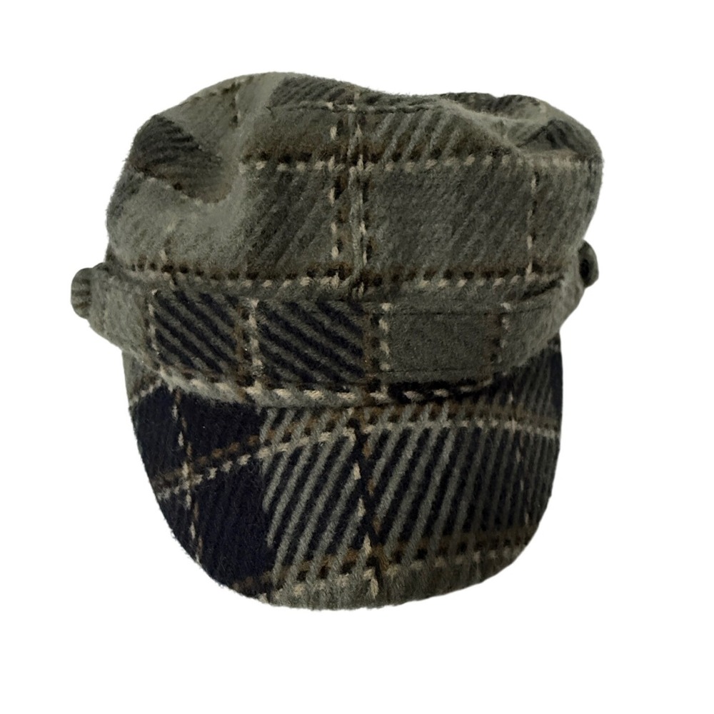 Relativity Cadet Newsboy Cap Plaid Wool Blend One Size Fits Most Button Detail - Picture 2 of 8